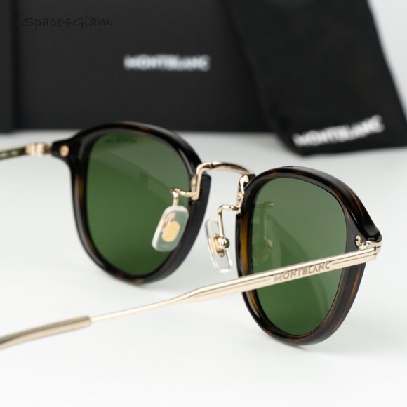 Montblanc Women Sunglasses Havana Gold Green Round MB0336S 002 NEW AUTHENTIC main image 7